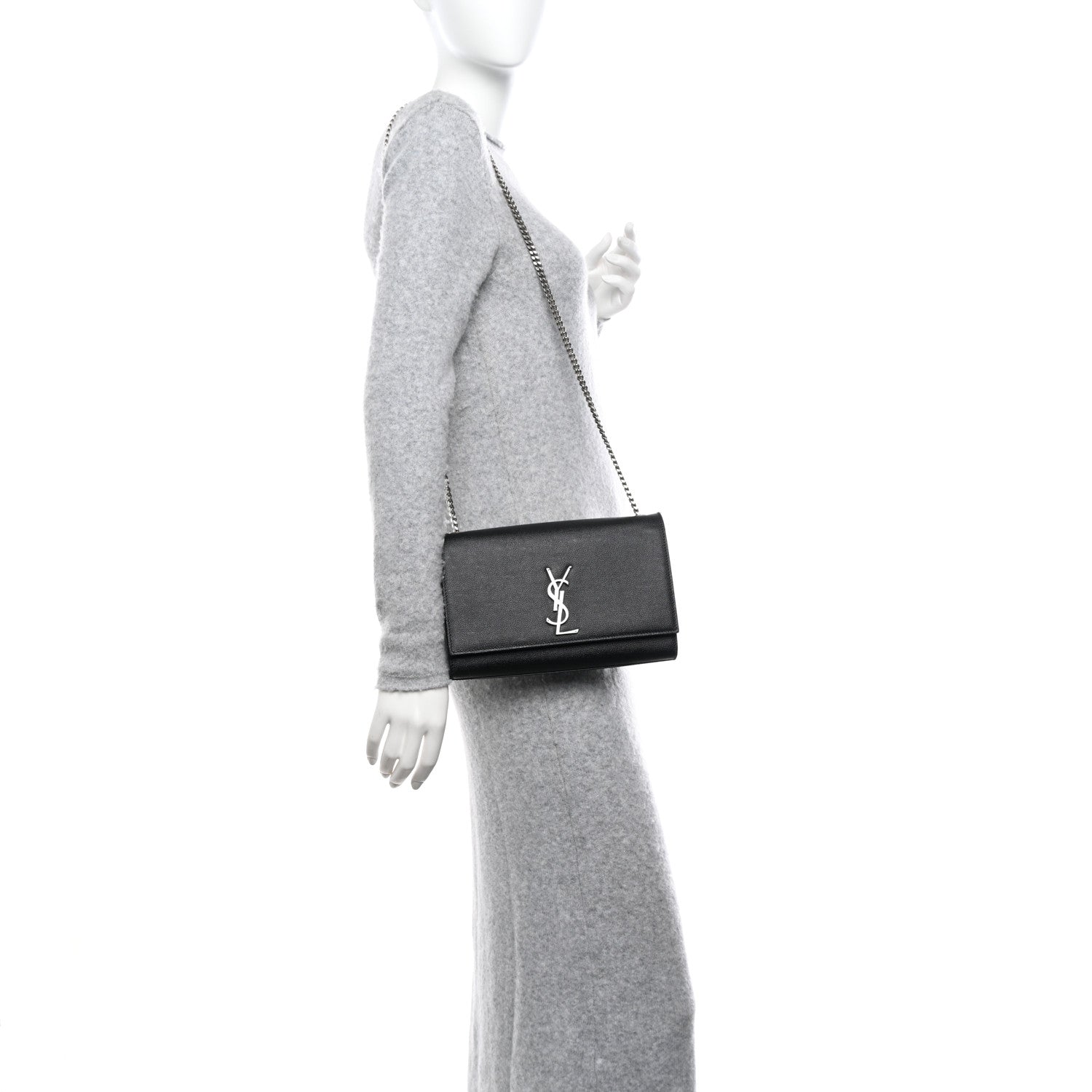 Saint Laurent Grain De Poudre Medium Classic Monogram Kate Satchel Black 2 of 15