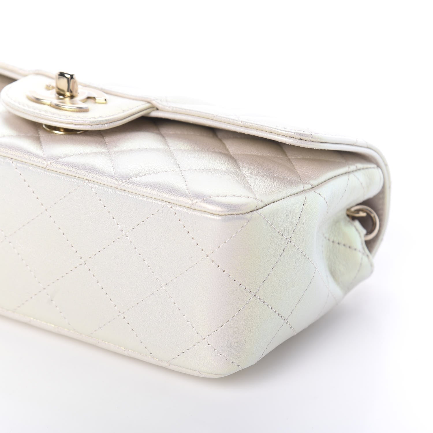 Chanel Iridescent Lambskin Quilted Mini Rectangular Flap Ivory 9 of 9