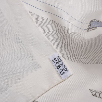 Hermes Silk Etude Pour Une Parure De Gala Scarf 90 White Gris Vert 6 of 6