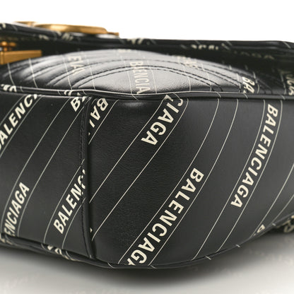 Gucci X BALENCIAGA Calfskin Matelasse Logo Print Small GG Marmont Shoulder Bag Black 10 of 11