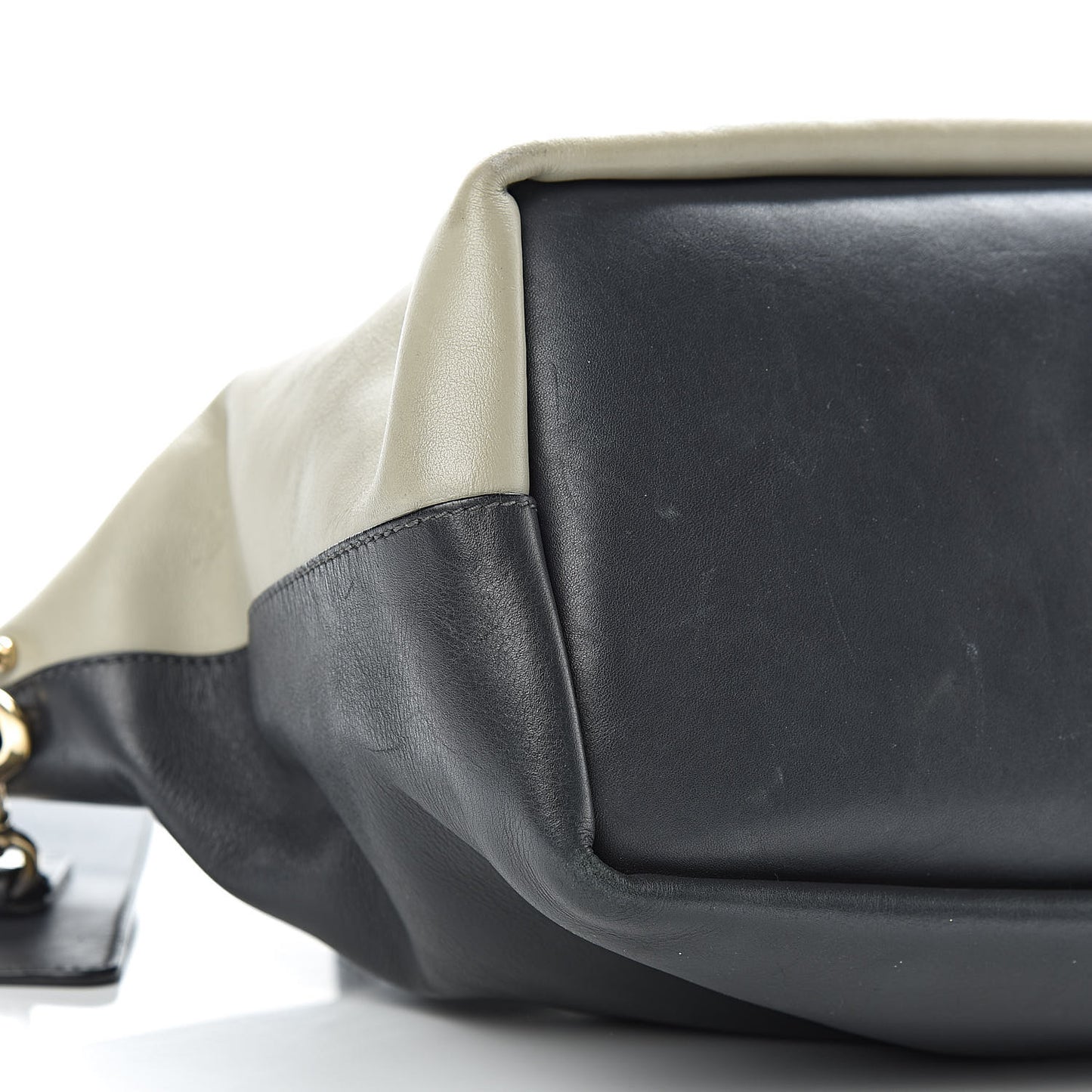 Smooth Calfskin Small Baylee Tote Marshmallow Grey Black