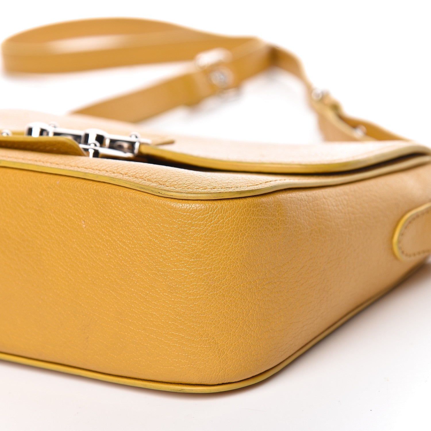 Miu Miu Goatskin Madras Shoulder Bag Yellow 18 of 18
