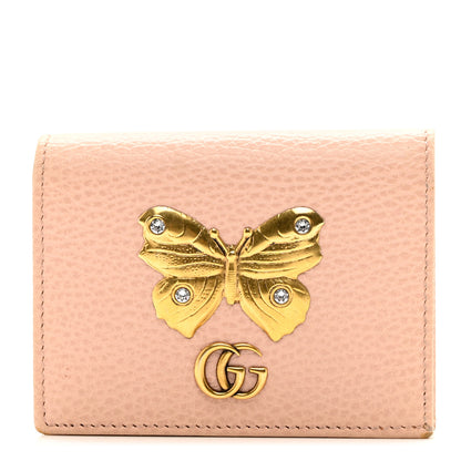 Gucci Pebbled Calfskin Butterfly Card Case Perfect Pink 1 of 9