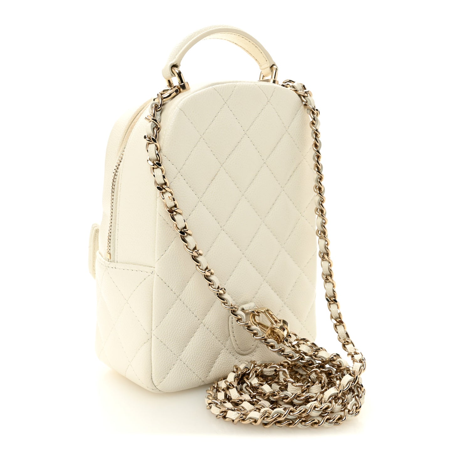 Caviar Quilted CC Mini Classic Backpack White