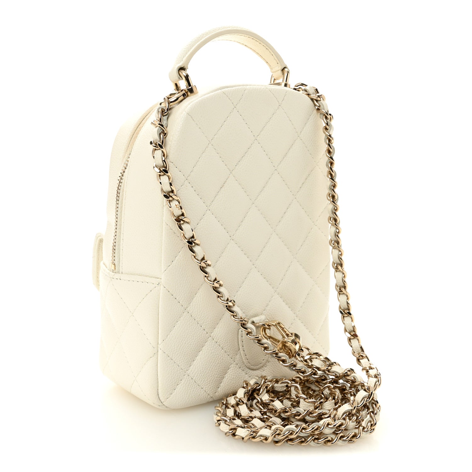 Chanel Caviar Quilted CC Mini Classic Backpack White 3 of 10
