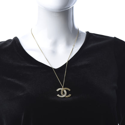 Chanel Baguette Crystal Quilted CC Pendant Necklace Gold 2 of 7
