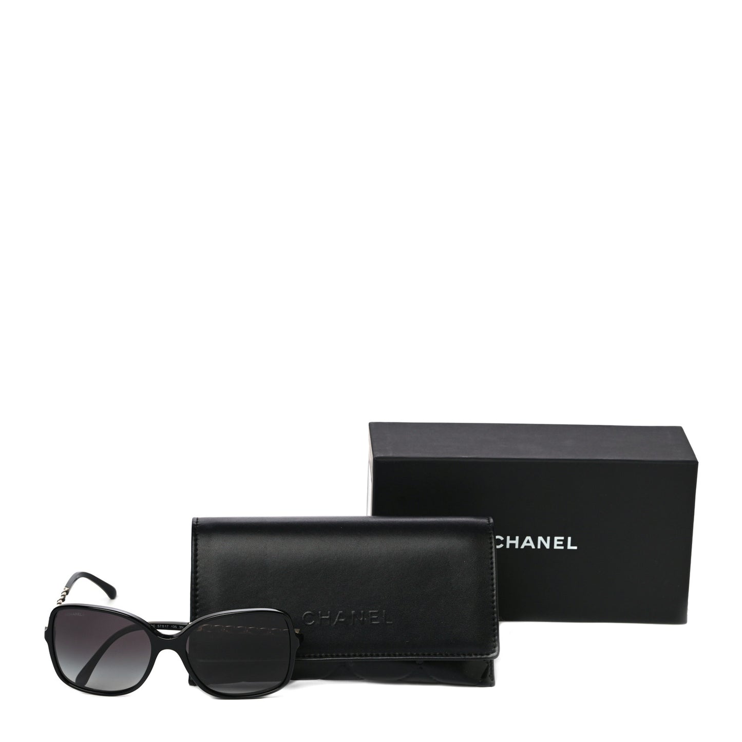 Lambskin Square Chain Sunglasses 5210-Q Black