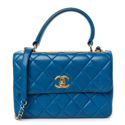 Chanel Lambskin Quilted Small Trendy CC Flap Dual Handle Bag Blue 1 of 12
