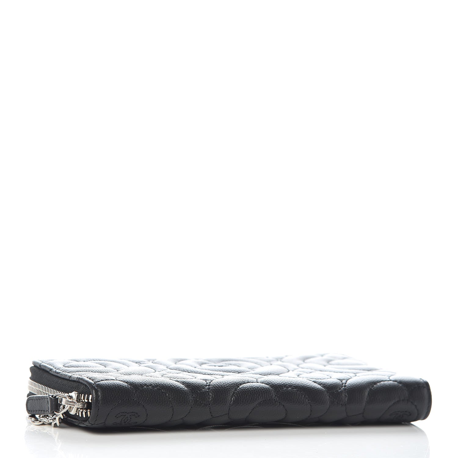 Chanel Caviar Camellia Embossed Large Gusset Zip Around Wallet Black 4 of 8