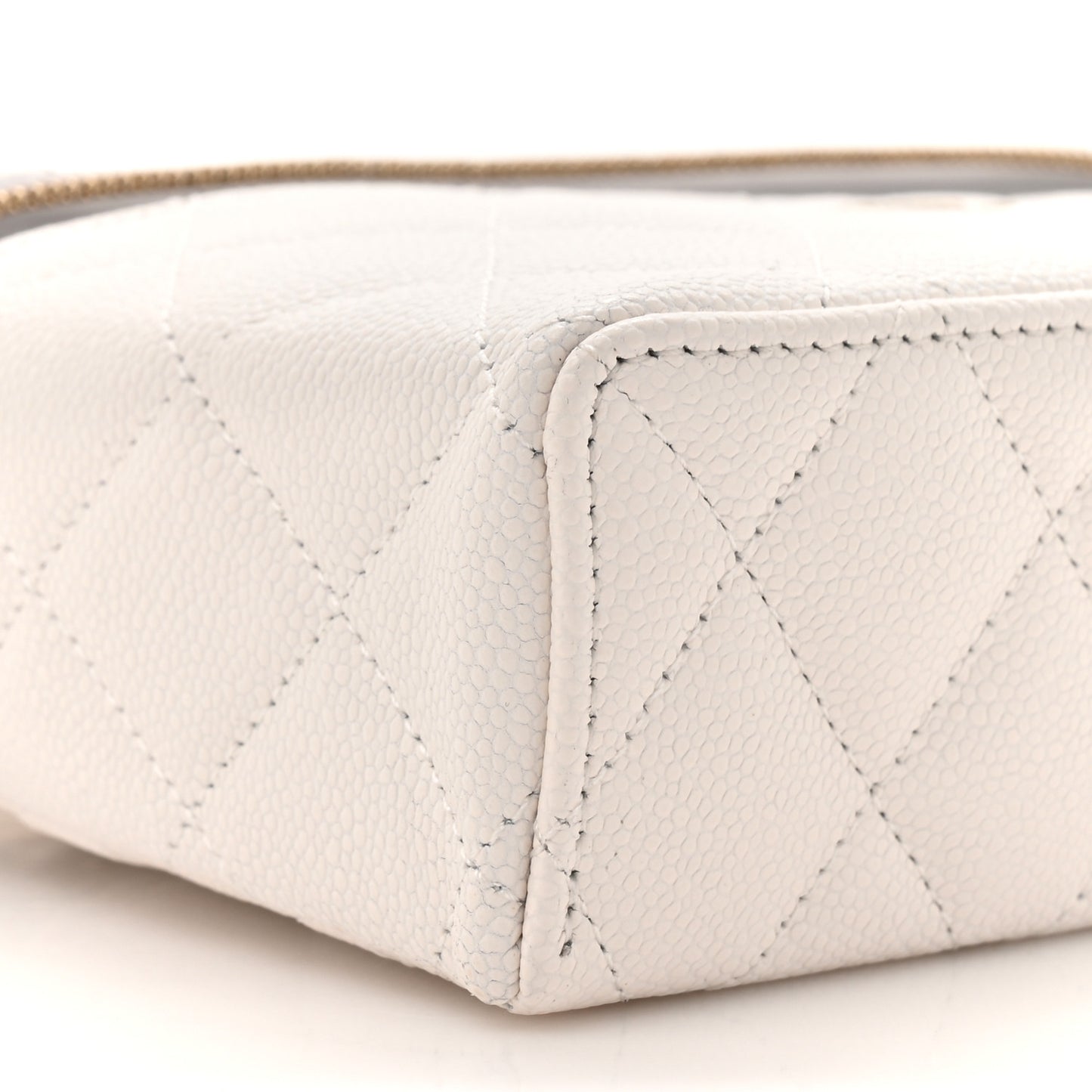 Caviar Quilted Top Handle Slim Vanity With Chain White