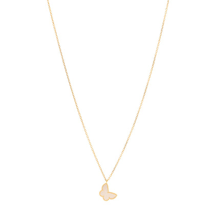 Van Cleef & Arpels 18K Yellow Gold Mother of Pearl Sweet Alhambra Butterfly Pendant Necklace 1 of 6