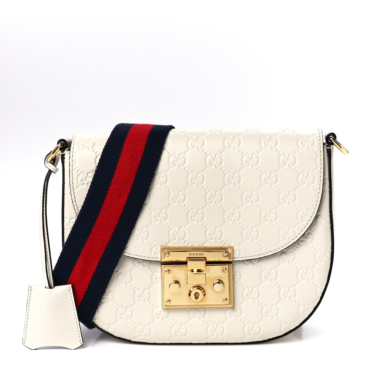 Guccissima Web Medium Padlock Messenger Shoulder Bag White