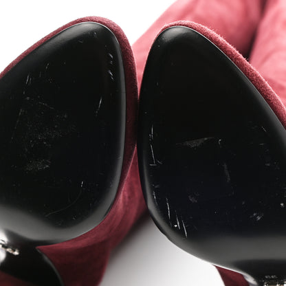 Christian Dior Suede Knee High Boots 39 Burgundy 8 of 9