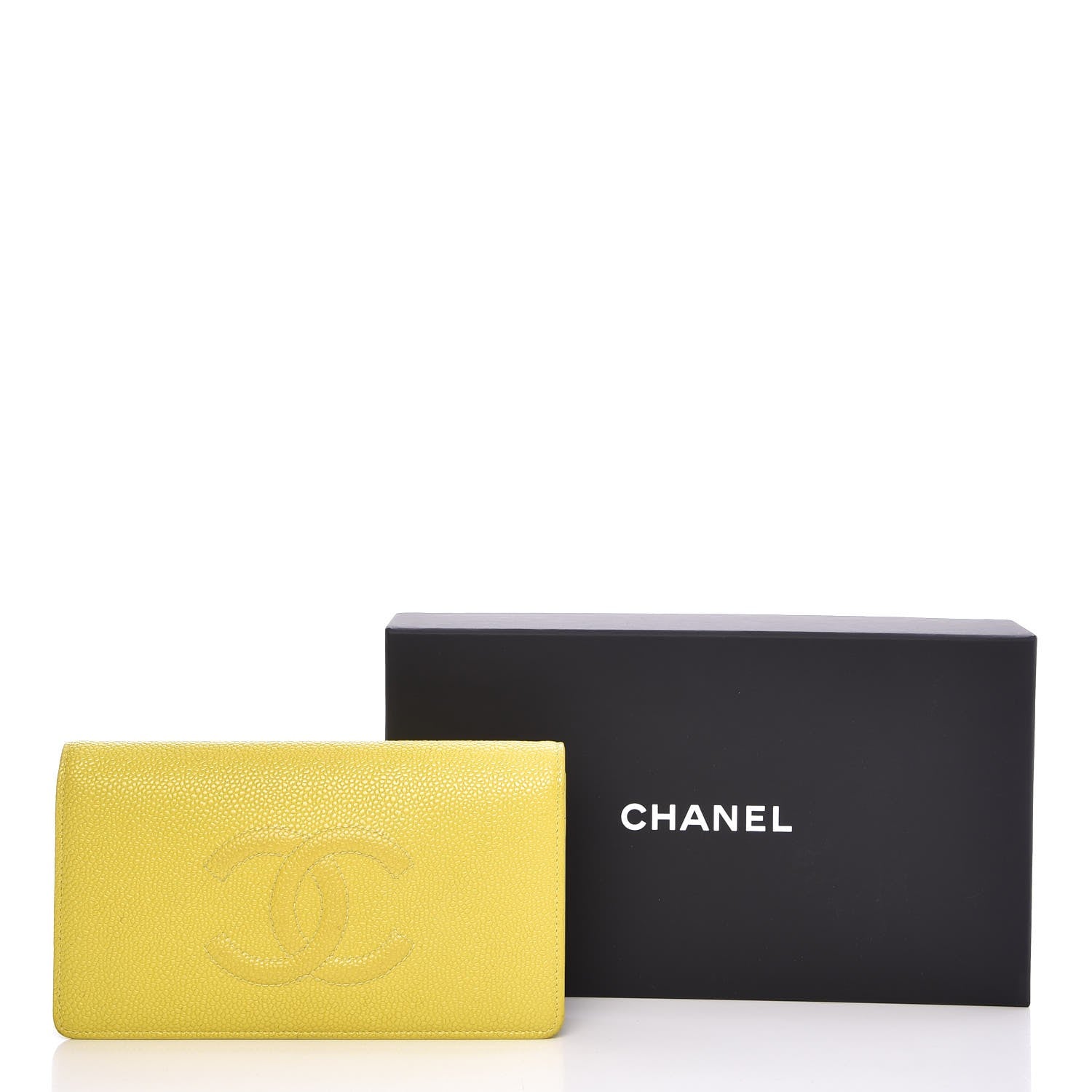Chanel Caviar Timeless CC Yen Wallet Yellow 19 of 19