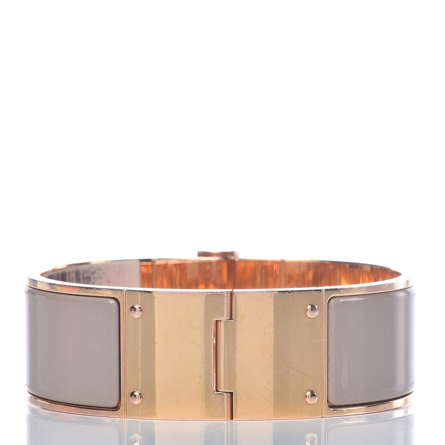 Enamel Charniere Uni Wide Hinged Bracelet M Marron Glace