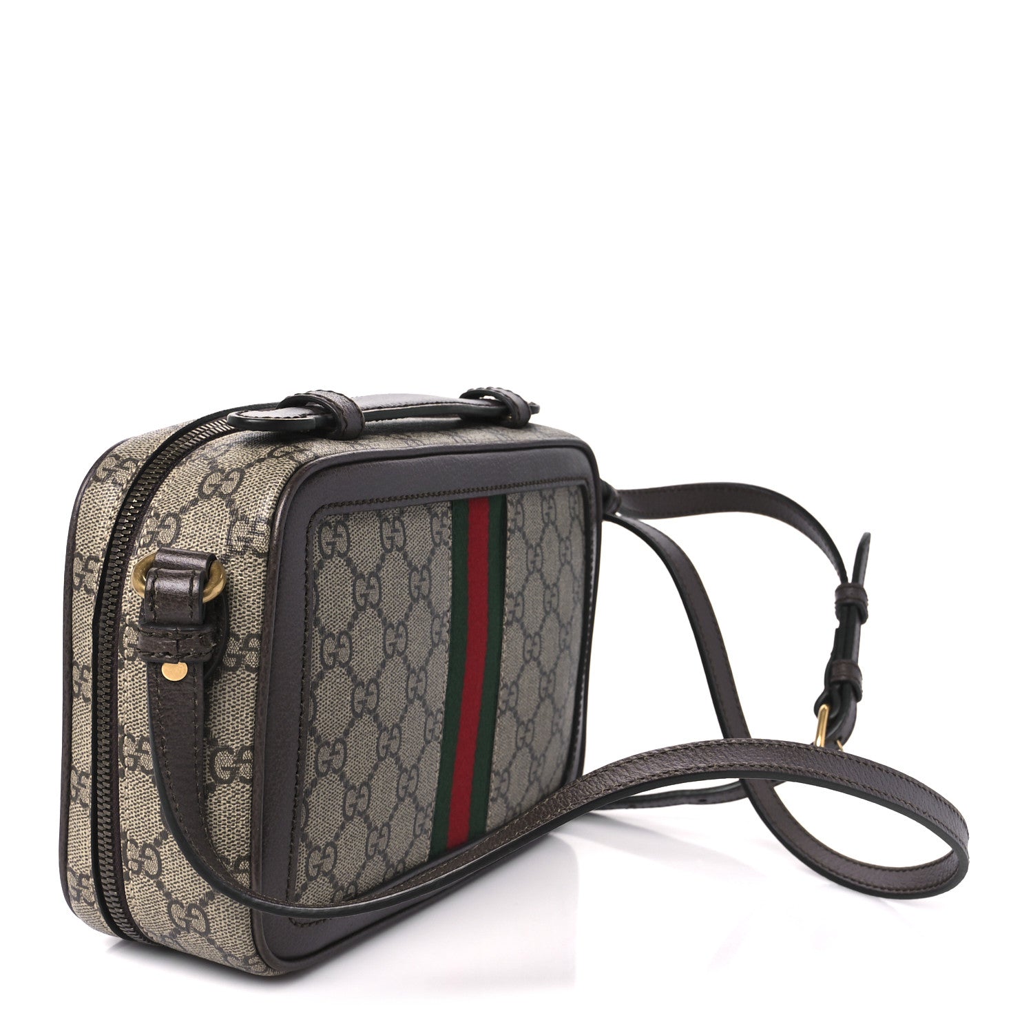 Gucci GG Supreme Monogram Web Small Ophidia Top Handle Shoulder Bag Brown 3 of 11
