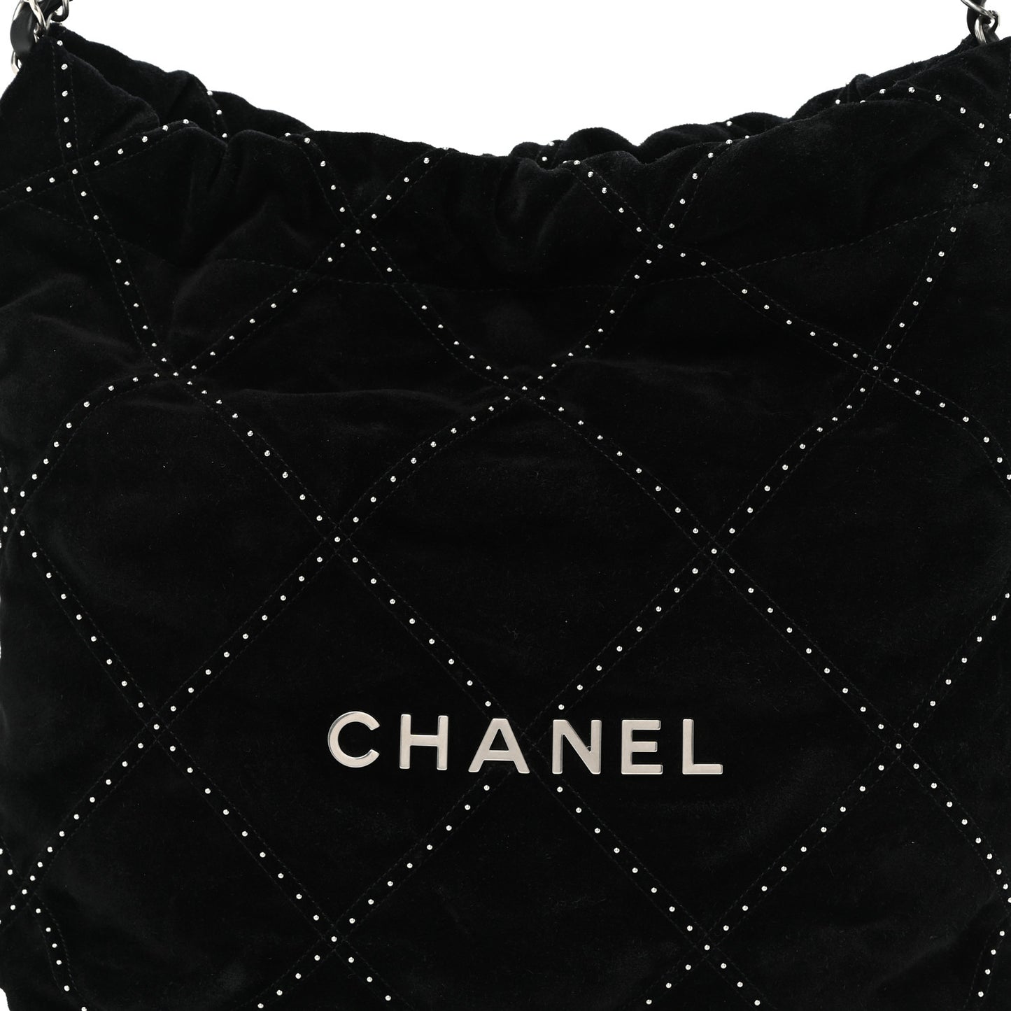Suede Quilted Studded Small Chanel 22  Black