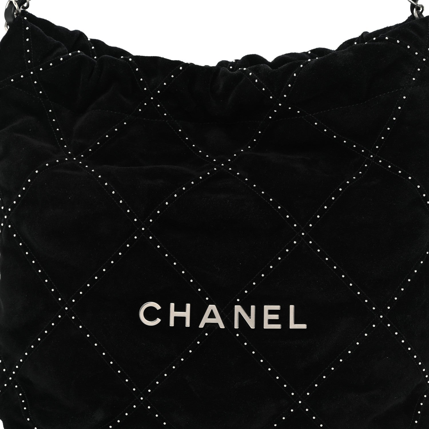 Chanel Suede Quilted Studded Small Chanel 22  Black 7 of 10