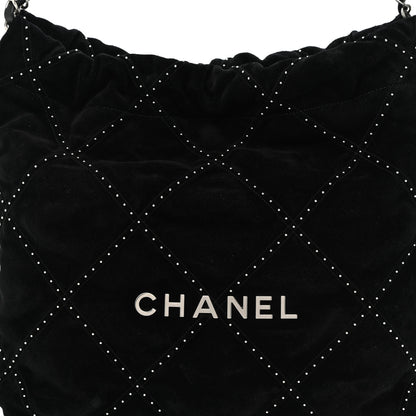 Chanel Suede Quilted Studded Small Chanel 22  Black 7 of 10