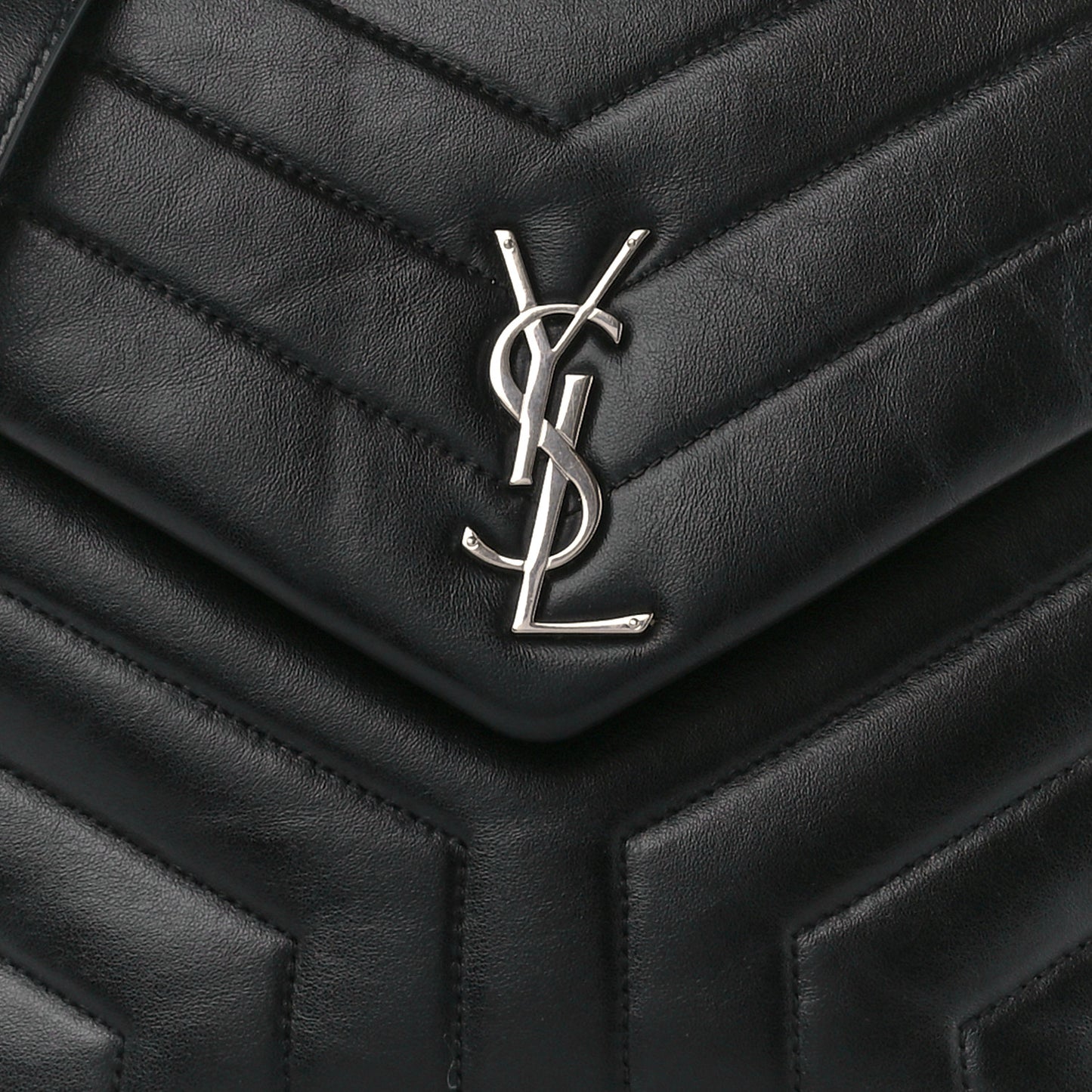 Calfskin Y Quilted Monogram Medium Loulou Satchel Black