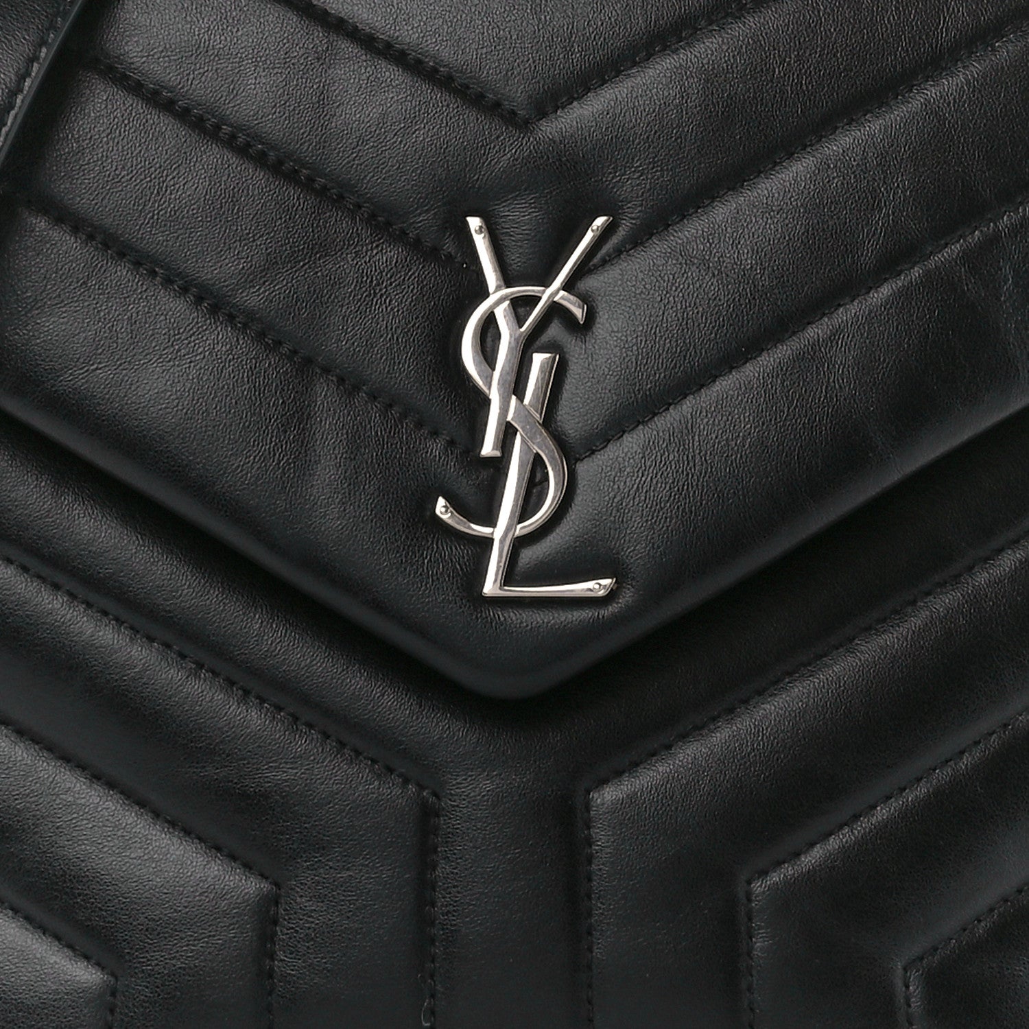 Saint Laurent Calfskin Y Quilted Monogram Medium Loulou Satchel Black 9 of 12
