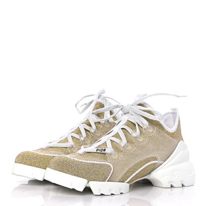 Christian Dior Laminated Knit D-Connect Sneakers 38.5 Gold 2 of 12