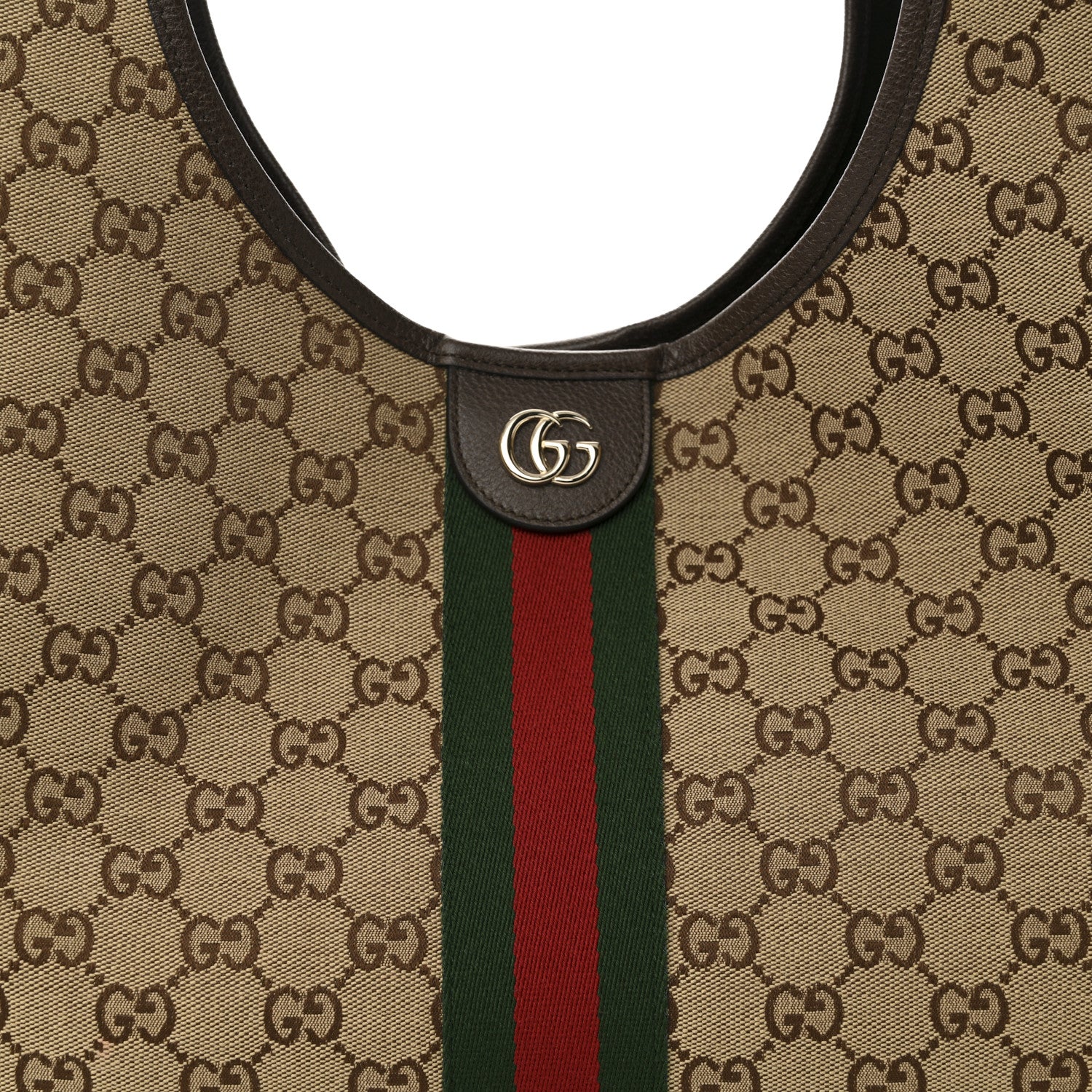 Gucci GG Monogram Web Large Giglio Tote Beige Brown 9 of 11