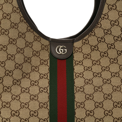 Gucci GG Monogram Web Large Giglio Tote Beige Brown 9 of 11