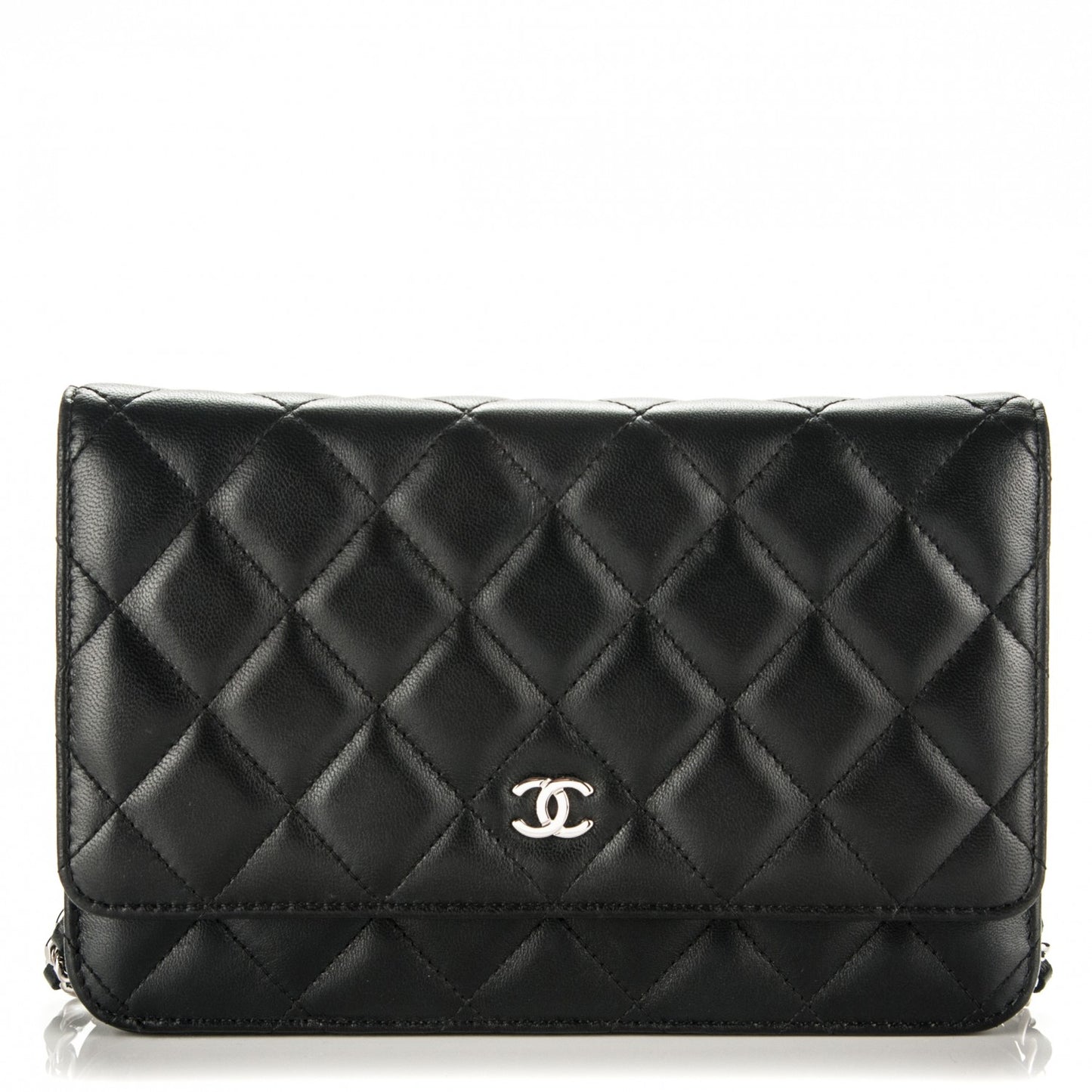 Lambskin Quilted Wallet On Chain WOC Black