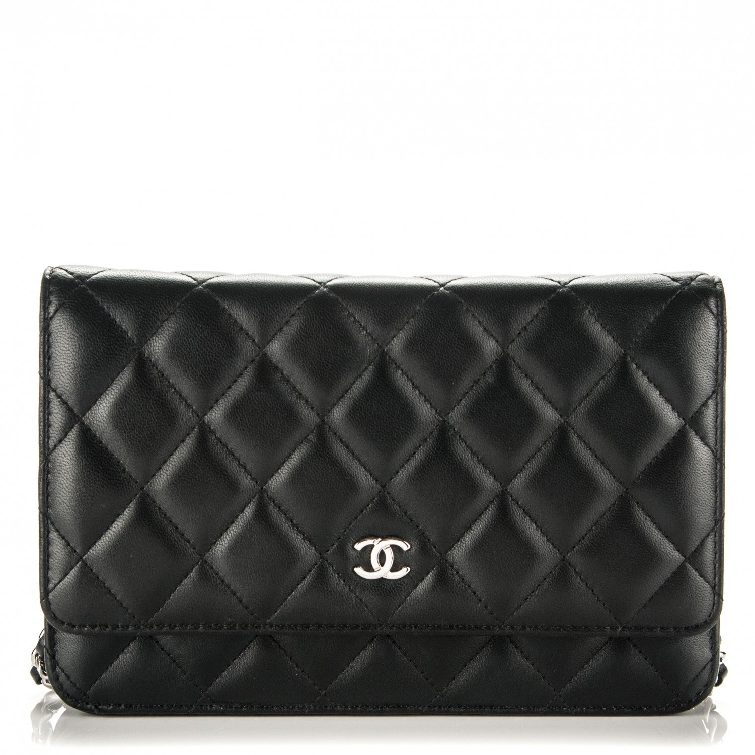 Chanel Lambskin Quilted Wallet On Chain WOC Black 1 of 8