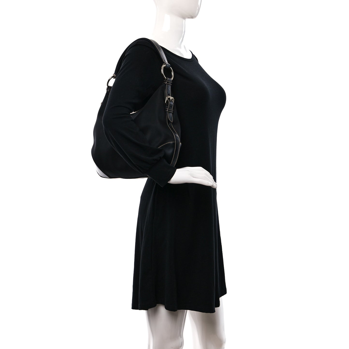 Tessuto Nylon Saffiano Hobo Black