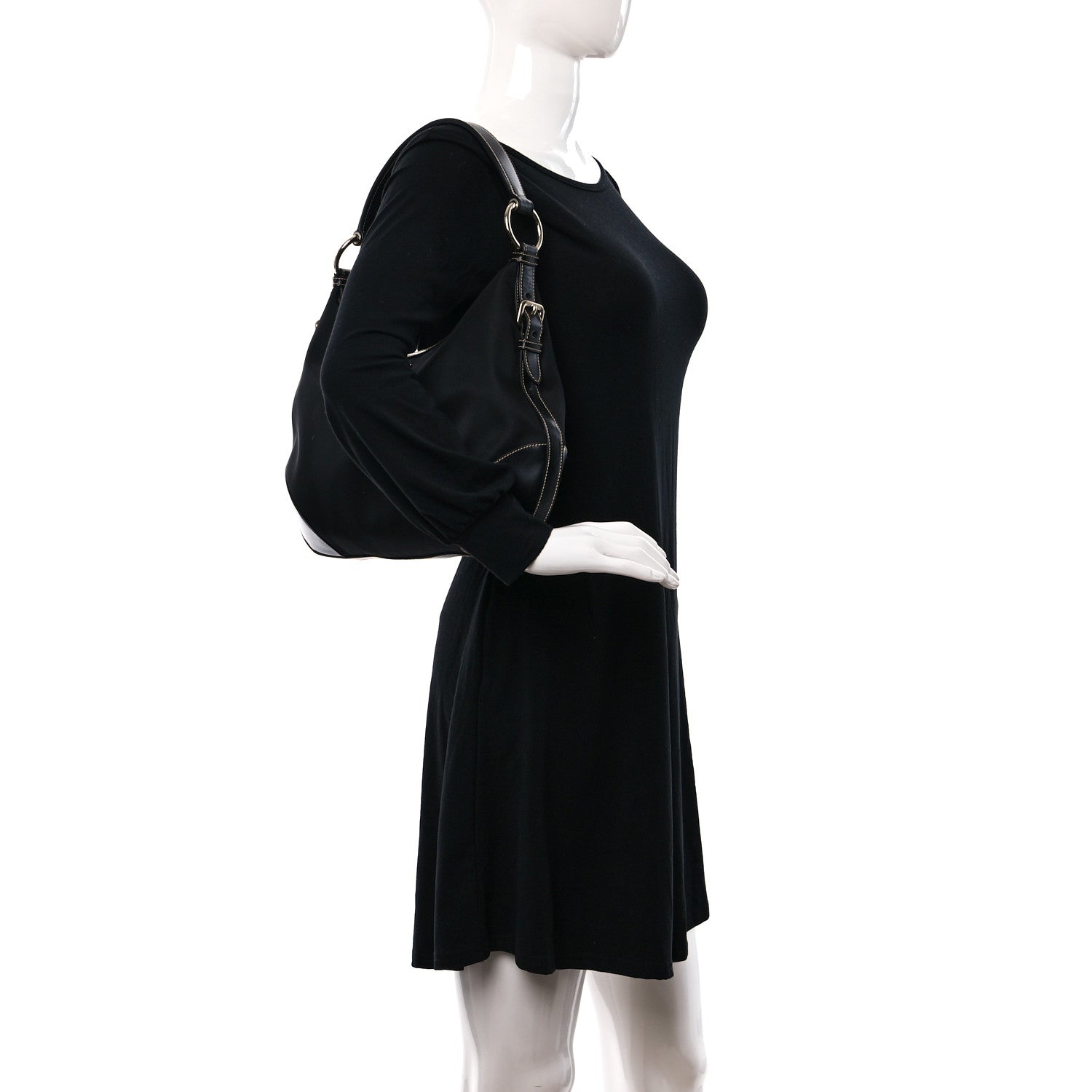 Prada Tessuto Nylon Saffiano Hobo Black 2 of 11