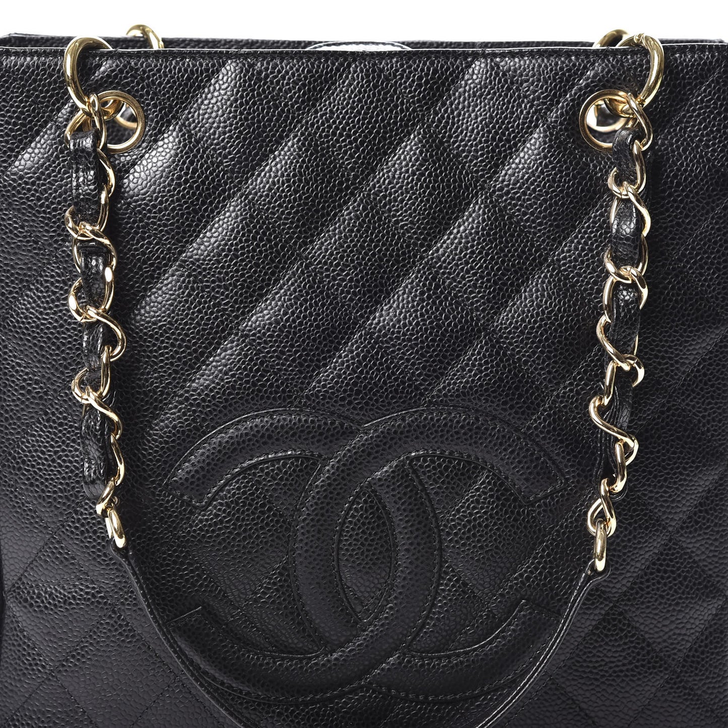 Caviar Quilted Petit Shopping Tote PST Black
