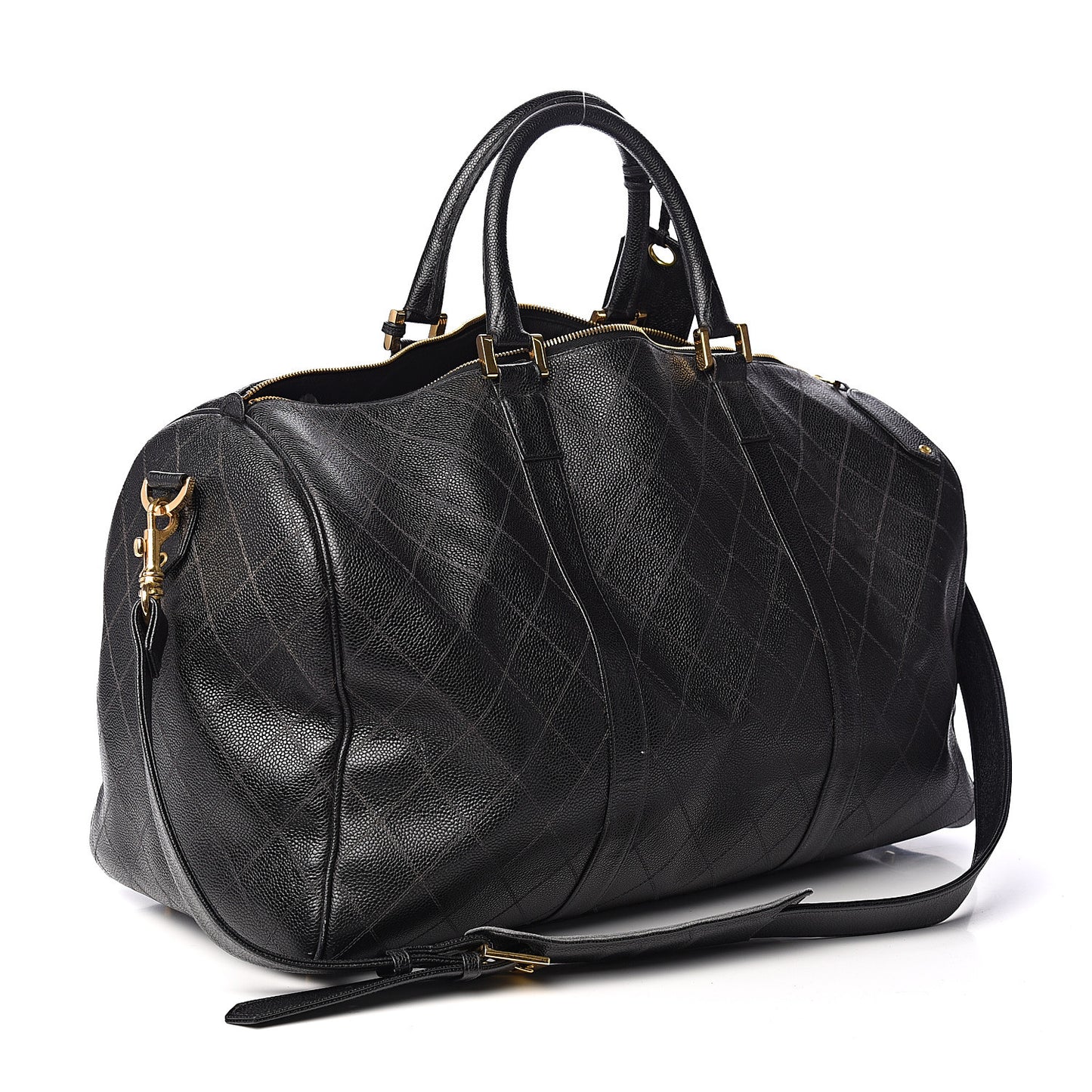Calfskin Stitched Duffel Bag Black