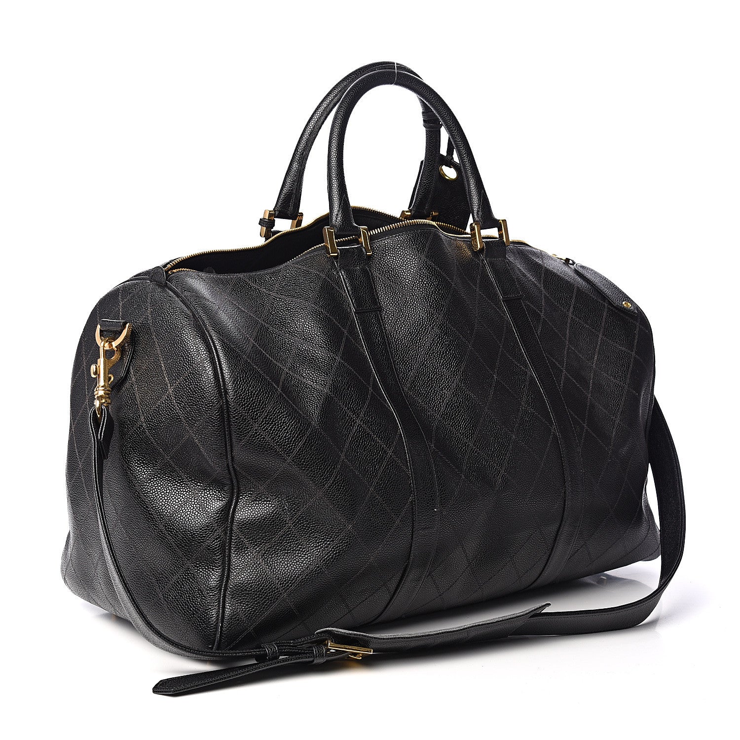 Chanel Calfskin Stitched Duffel Bag Black 2 of 10