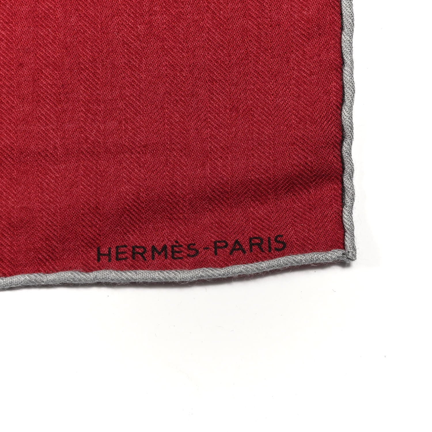 Hermes Cashmere Silk AAAAARGH Scarf 100 Gris Moyen Bordeaux 4 of 5