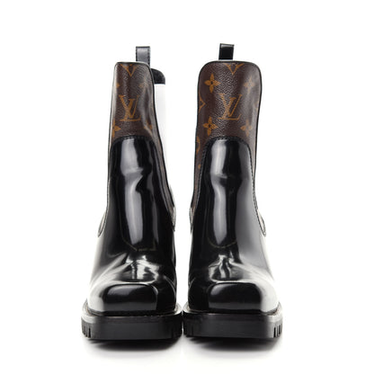 Louis Vuitton Patent Monogram Limitless Ankle Boots 38.5 Black 2 of 11