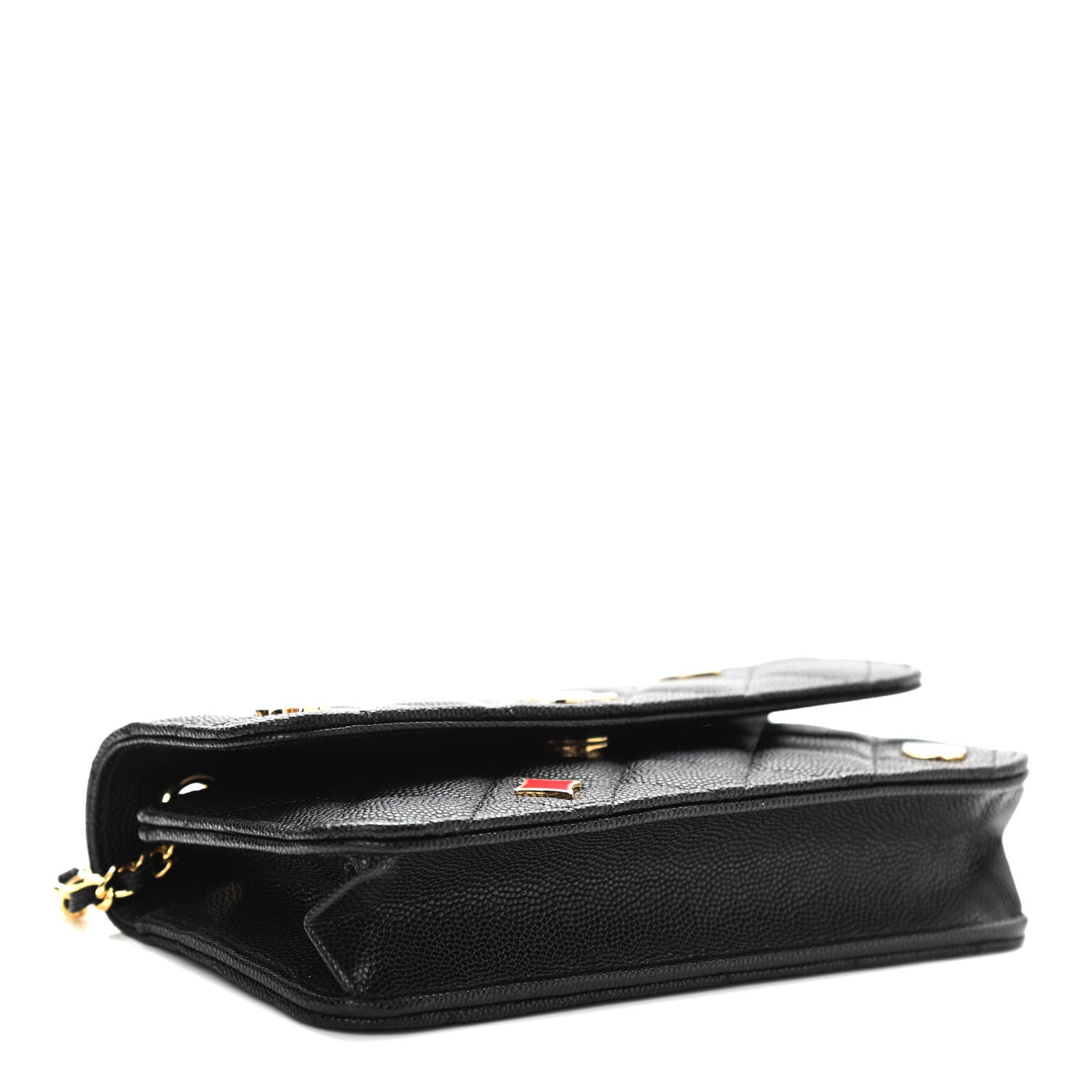Chanel Caviar Quilted Enamel Coco Casino Flap Phone Holder With Chain Black 3 of 10
