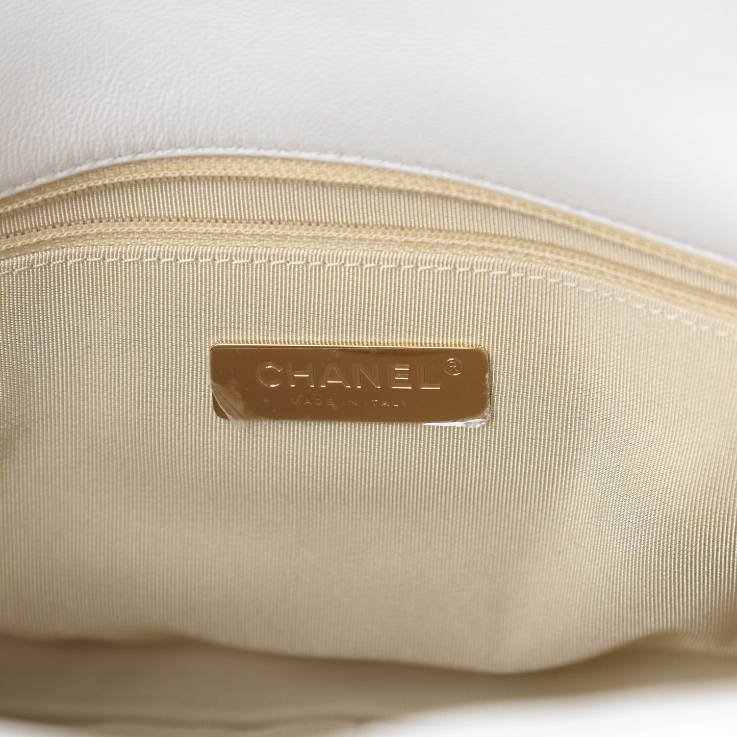 Lambskin Quilted Large 19 Flap Light White