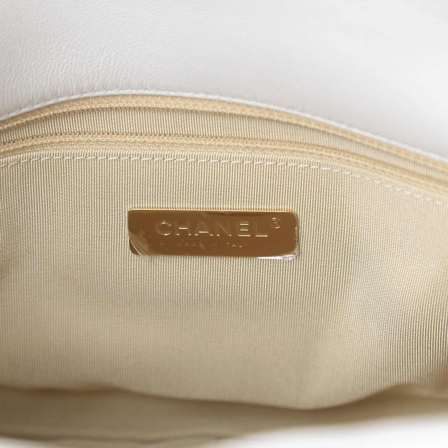Chanel Lambskin Quilted Large 19 Flap Light White 5 of 9