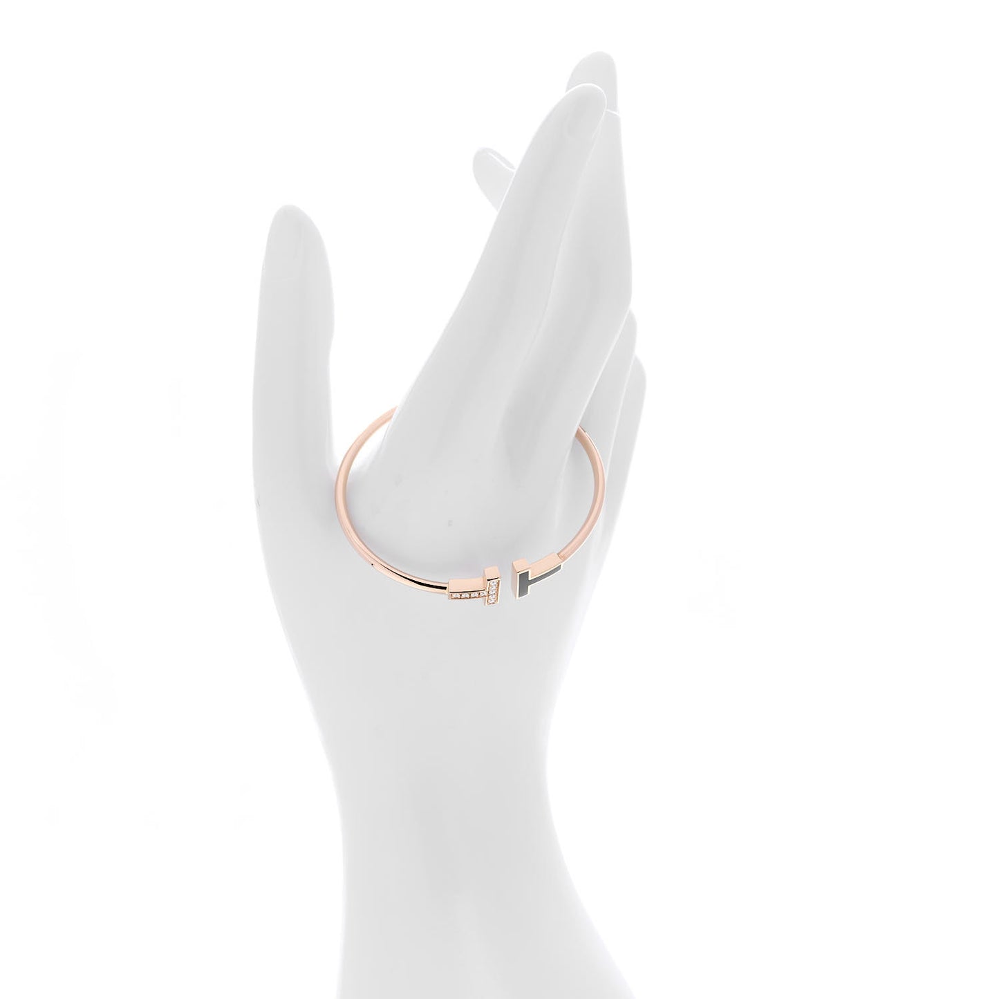 18K Rose Gold Diamond Black Onyx T Wire Bracelet