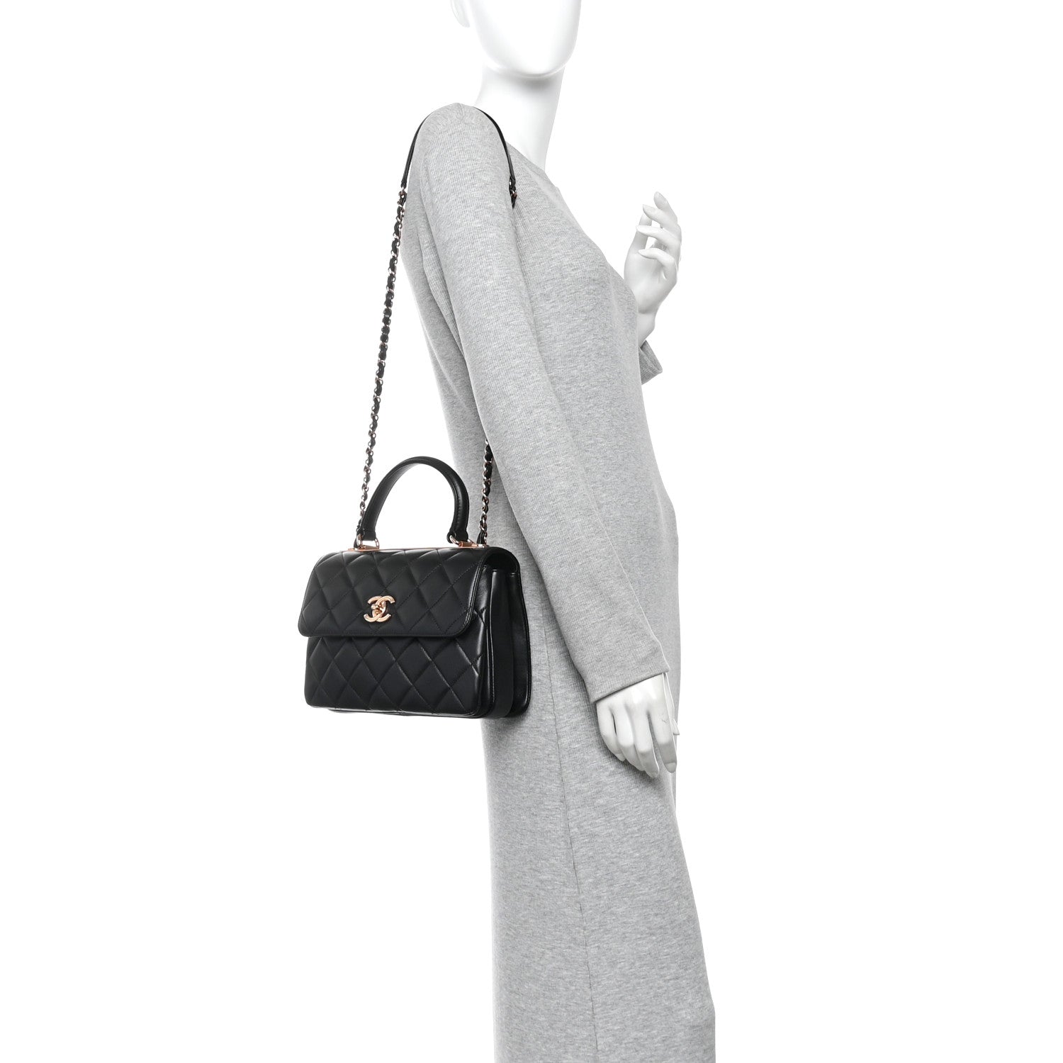 Chanel Lambskin Quilted Small Trendy CC Dual Handle Flap Bag Black 2 of 10