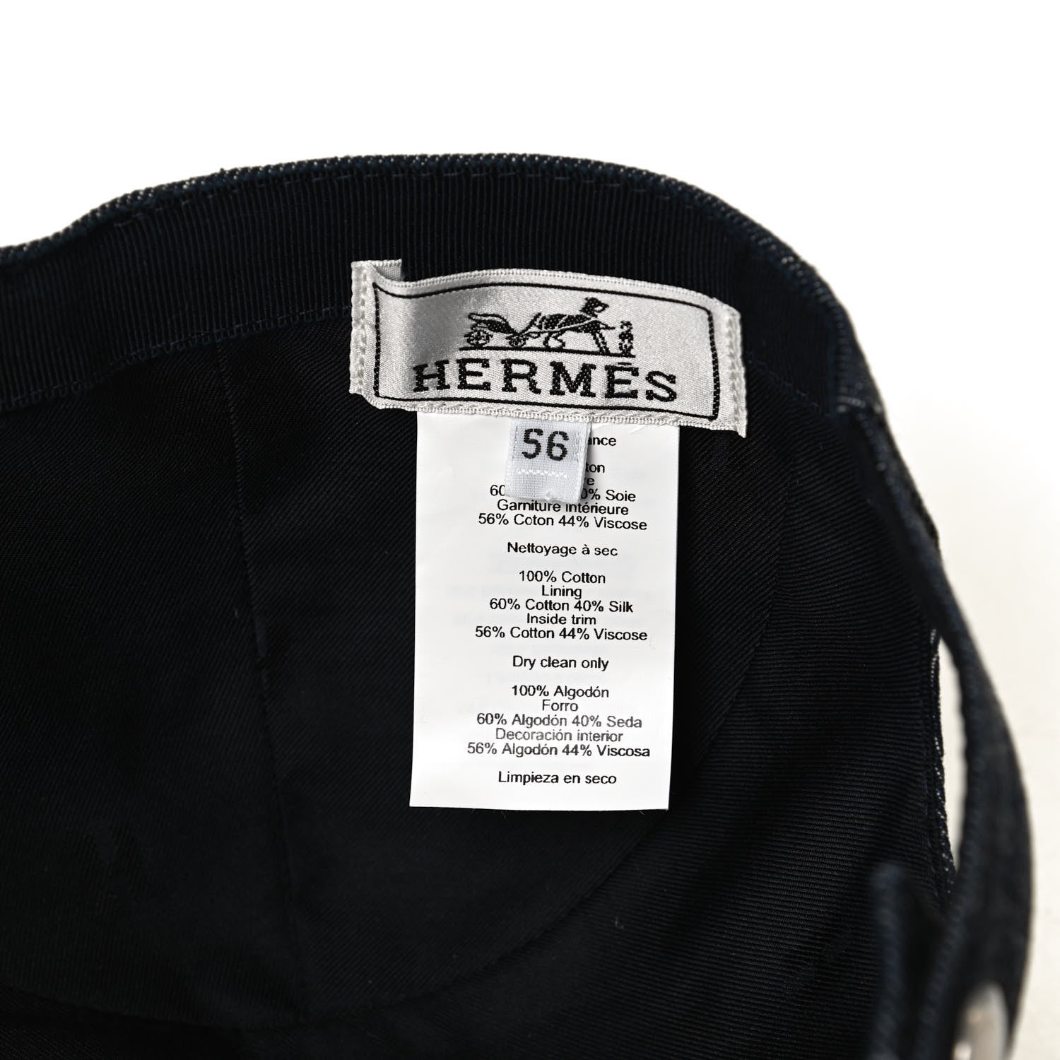 Hermes Cotton Davis H Primavera Cap 56 Indigo 7 of 7