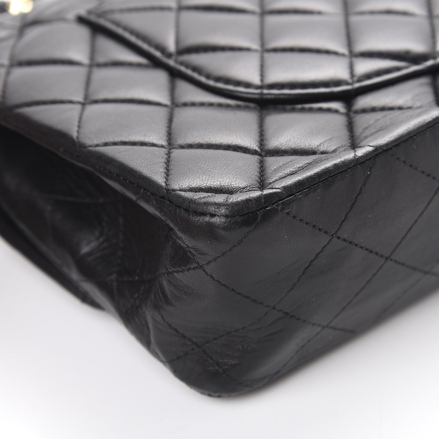 Lambskin Quilted Medium Double Flap Black