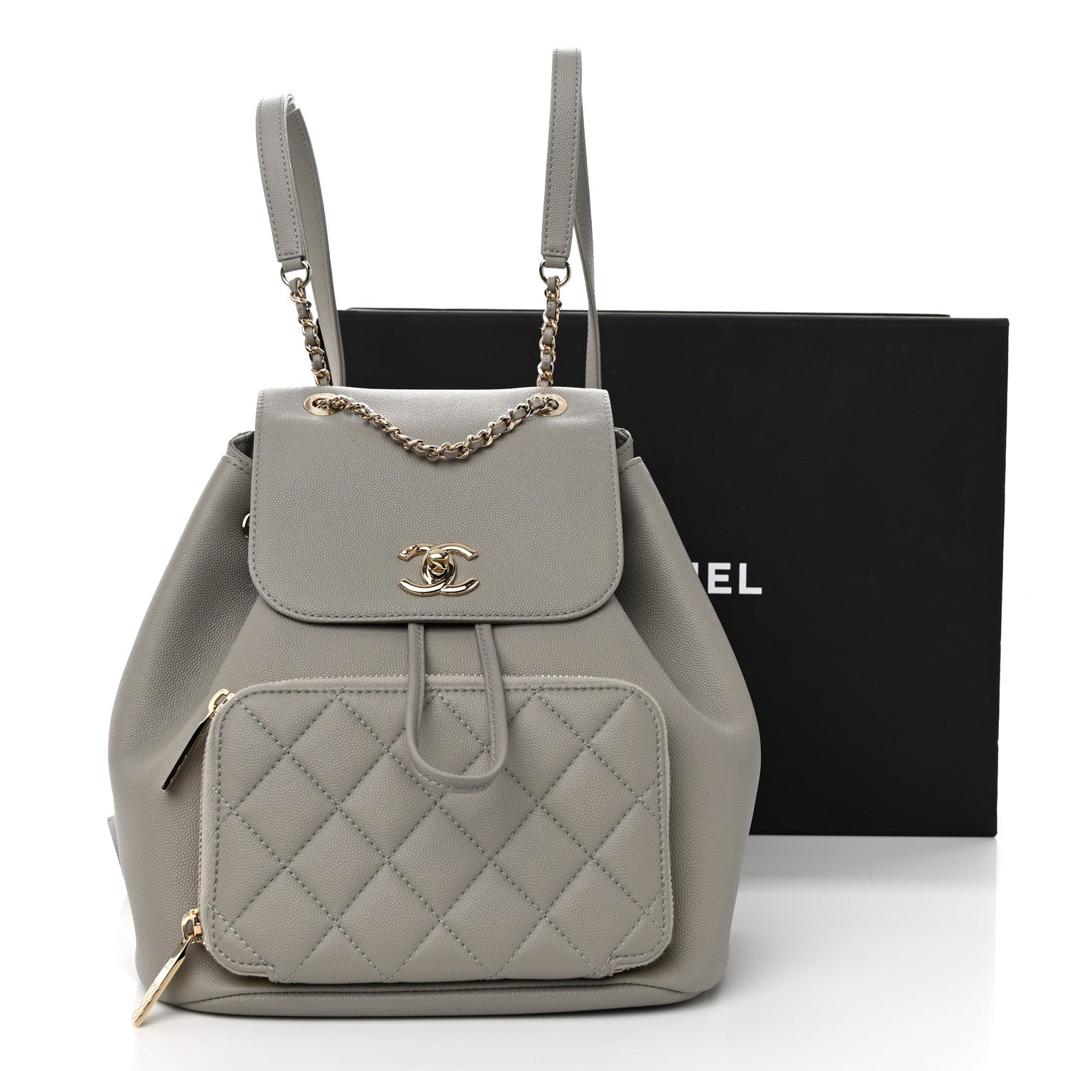Chanel Caviar Quilted Business Affinity Backpack Grey 11 of 11