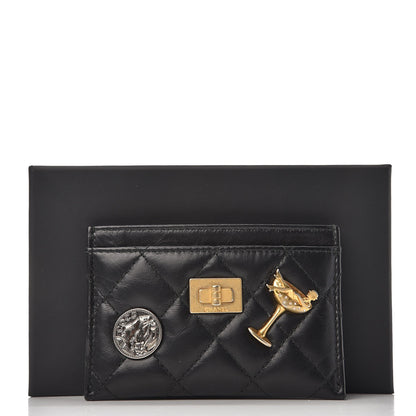 Chanel Aged Calfskin Quilted Lucky Charms Reissue Card Holder Black 10 of 10