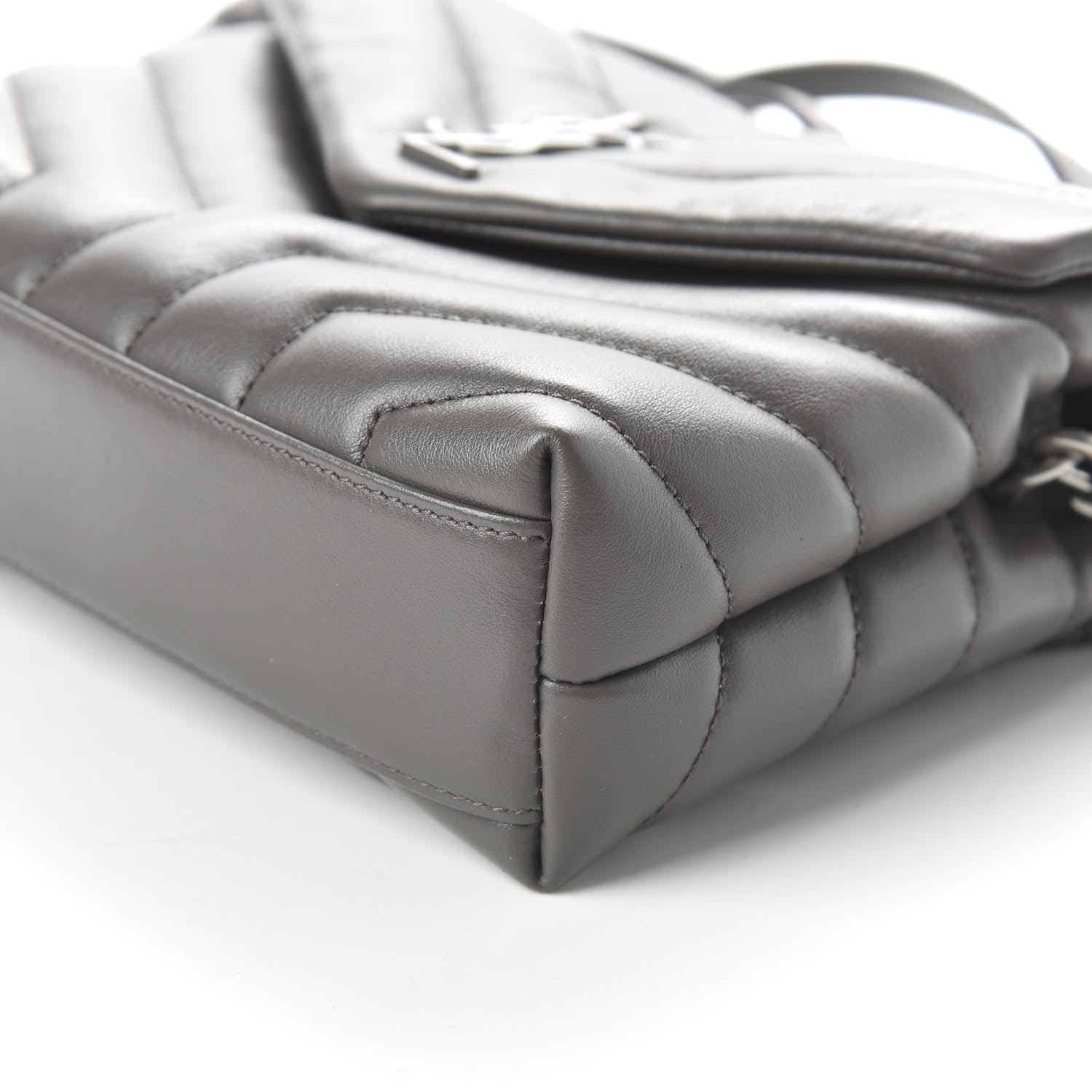 Saint Laurent Calfskin Y Quilted Monogram Toy Loulou Crossbody Bag Storm 7 of 10