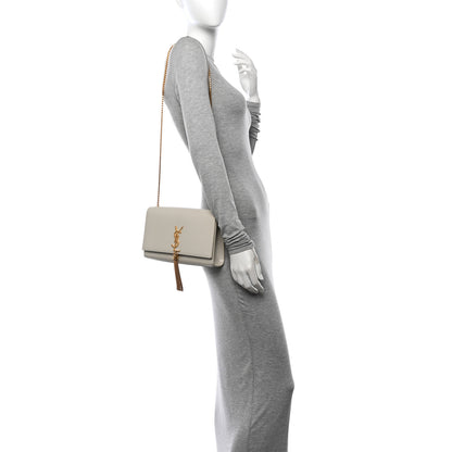 Saint Laurent Grain De Poudre Calfskin Medium Classic Monogram Kate Tassel Satchel Crema Soft 2 of 13