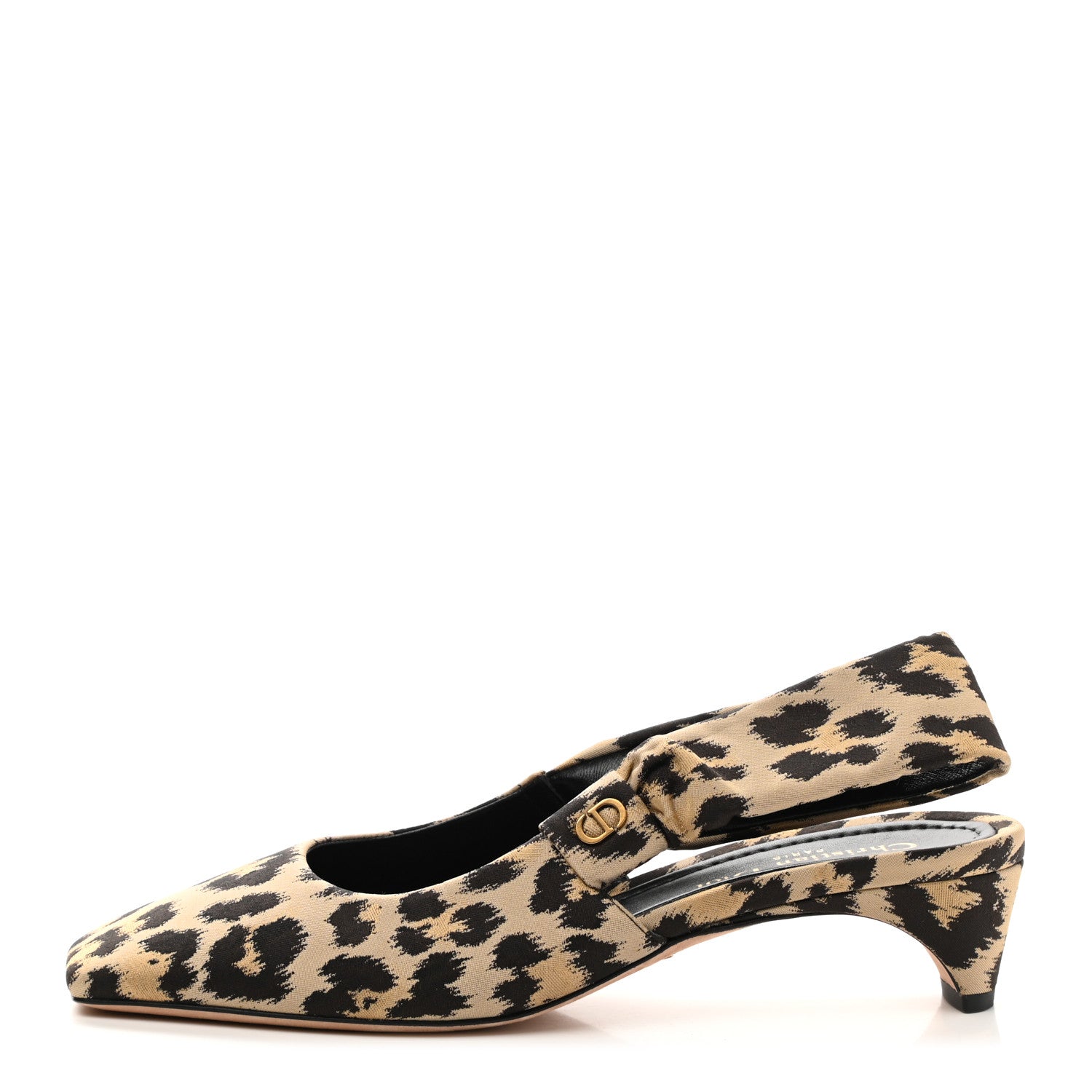 Christian Dior Nylon Leopard Print Mizza Slingback Pumps 38.5 Beige Multicolor 1 of 8