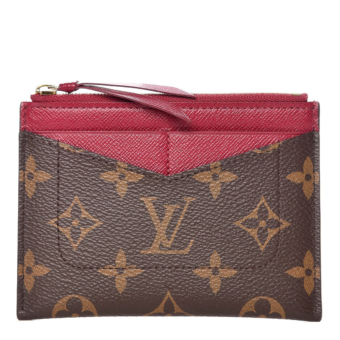 Monogram Zipped Card Holder Fuchsia